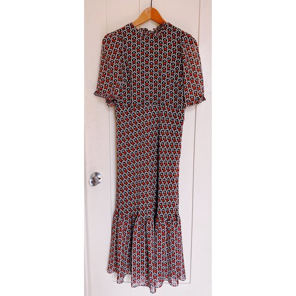 Zara Heart Print Midi Dress in Eggplant - Size Small - Picture 5 of 8
